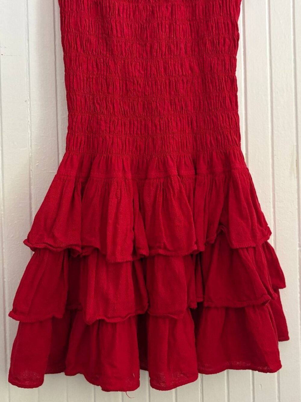 100% Cotton Smocked Peasant Mini Dress - Picture 13 of 16